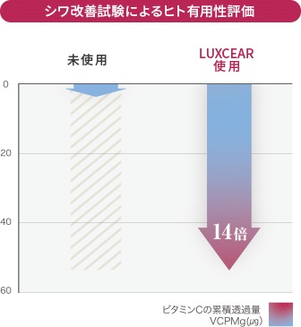 シワ改善試験によるヒト有用性評価の結果を表したグラフ